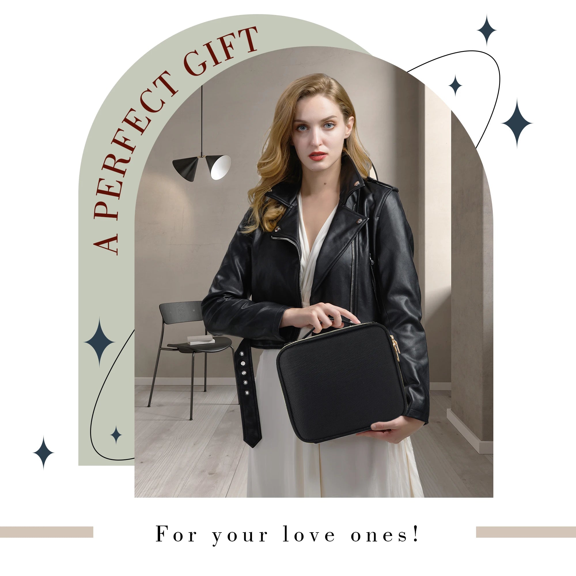 Cosmetic Case Makeup Bag Vanity Travel Beauty Box Make Up Train Case Hairdressing Tools Organiser with Adjustable Compartment